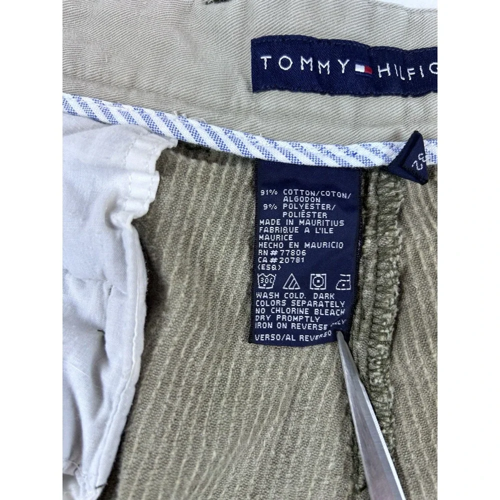 Vtg Tommy Hilfiger Corduroy Pants Mens 38x32 Brown Straight Cuffed Cotton